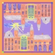 Autistic Art Sun City hernyóselyem kendő 70 x 70 cm